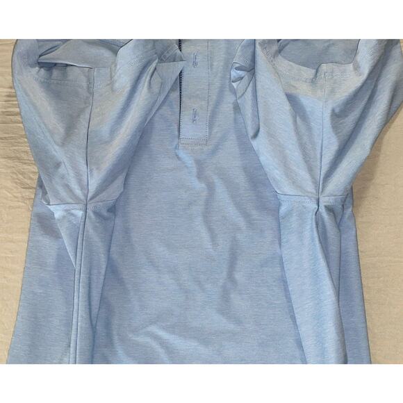 FootJoy Stretch Microfiber Polo Golf Shirt. Heather Blue, Houndstooth Placket XL - Picture 4 of 7